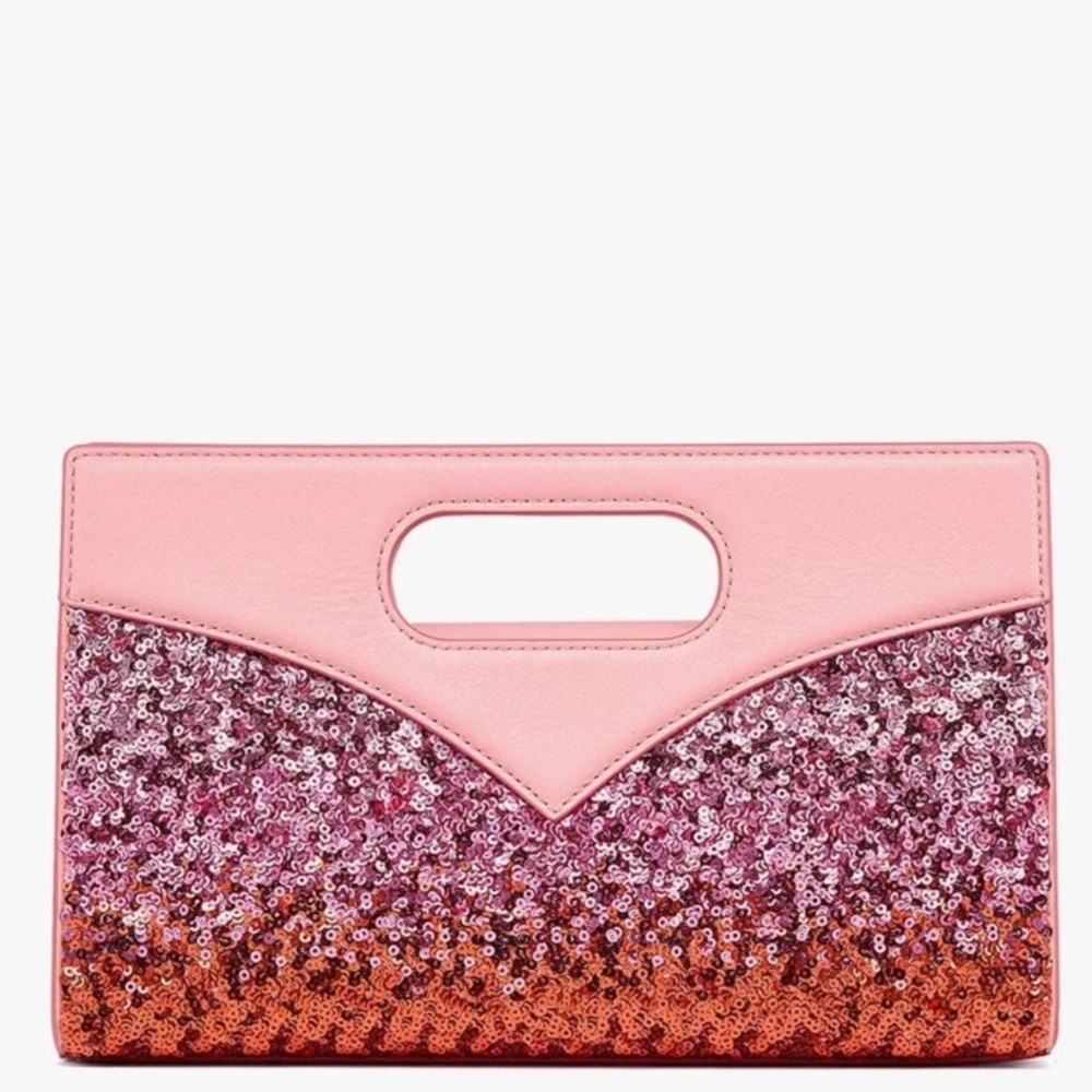 MCM Diamond Tote In Sequin Lamb Leather Pink NWT - Picture 5 of 13